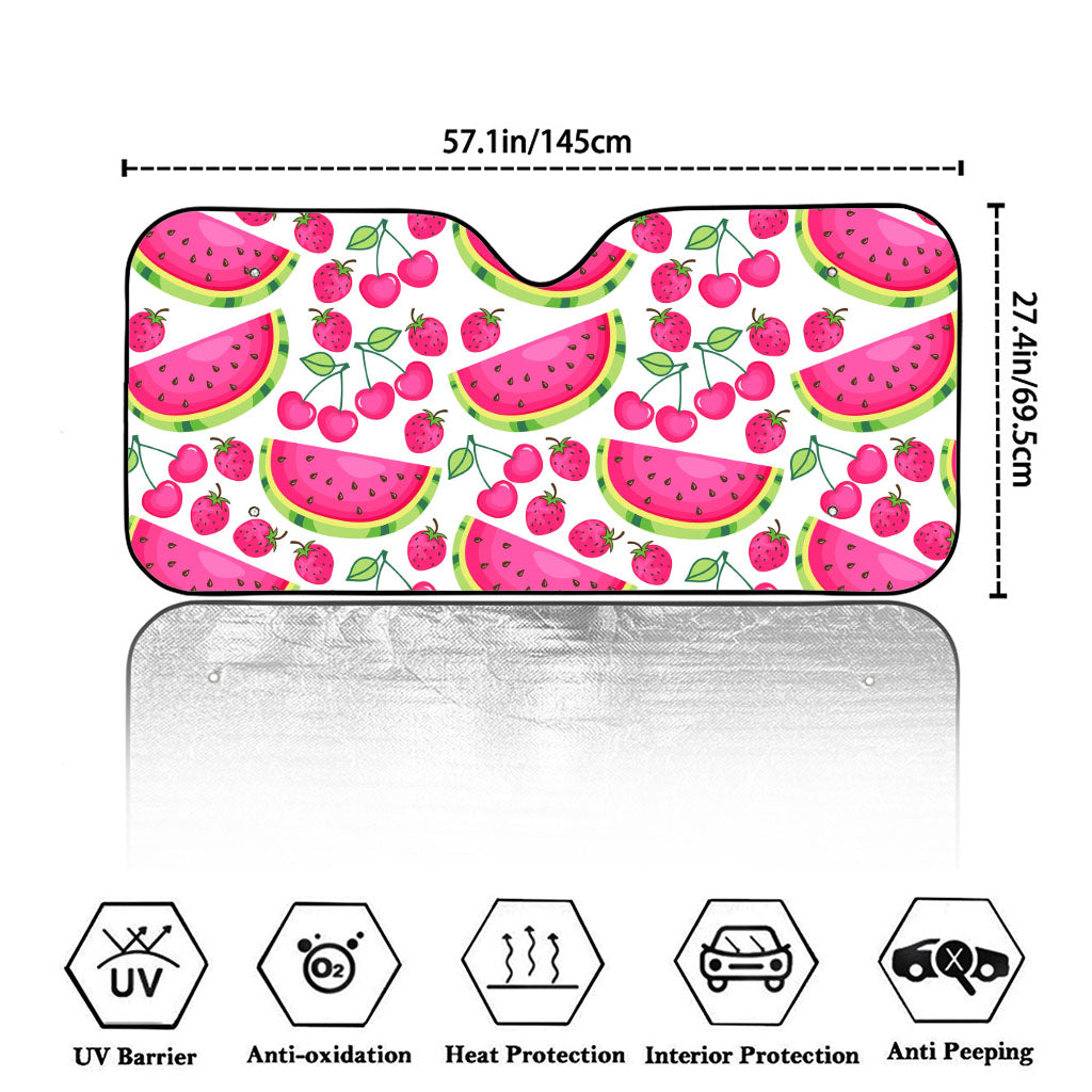 Cute Berry Watermelon Pattern Print Car Windshield Sun Shade