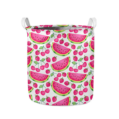 Cute Berry Watermelon Pattern Print Collapsible Laundry Basket