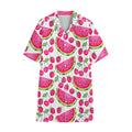 Cute Berry Watermelon Pattern Print Cotton Hawaiian Shirt