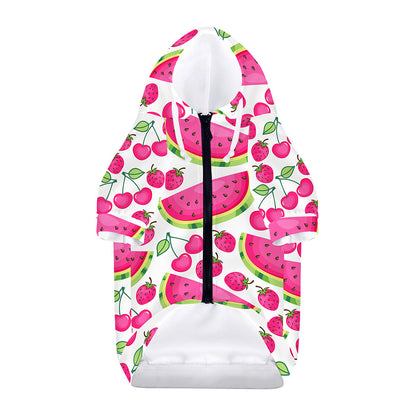 Cute Berry Watermelon Pattern Print Dog Zip Up Hoodie