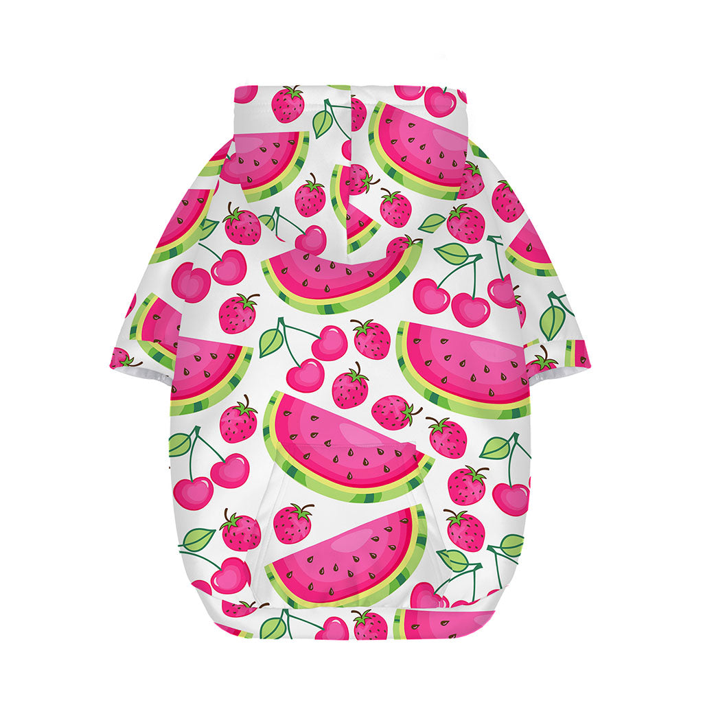 Cute Berry Watermelon Pattern Print Dog Zip Up Hoodie
