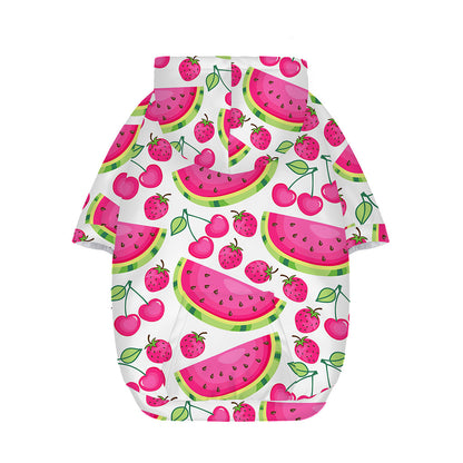 Cute Berry Watermelon Pattern Print Dog Zip Up Hoodie
