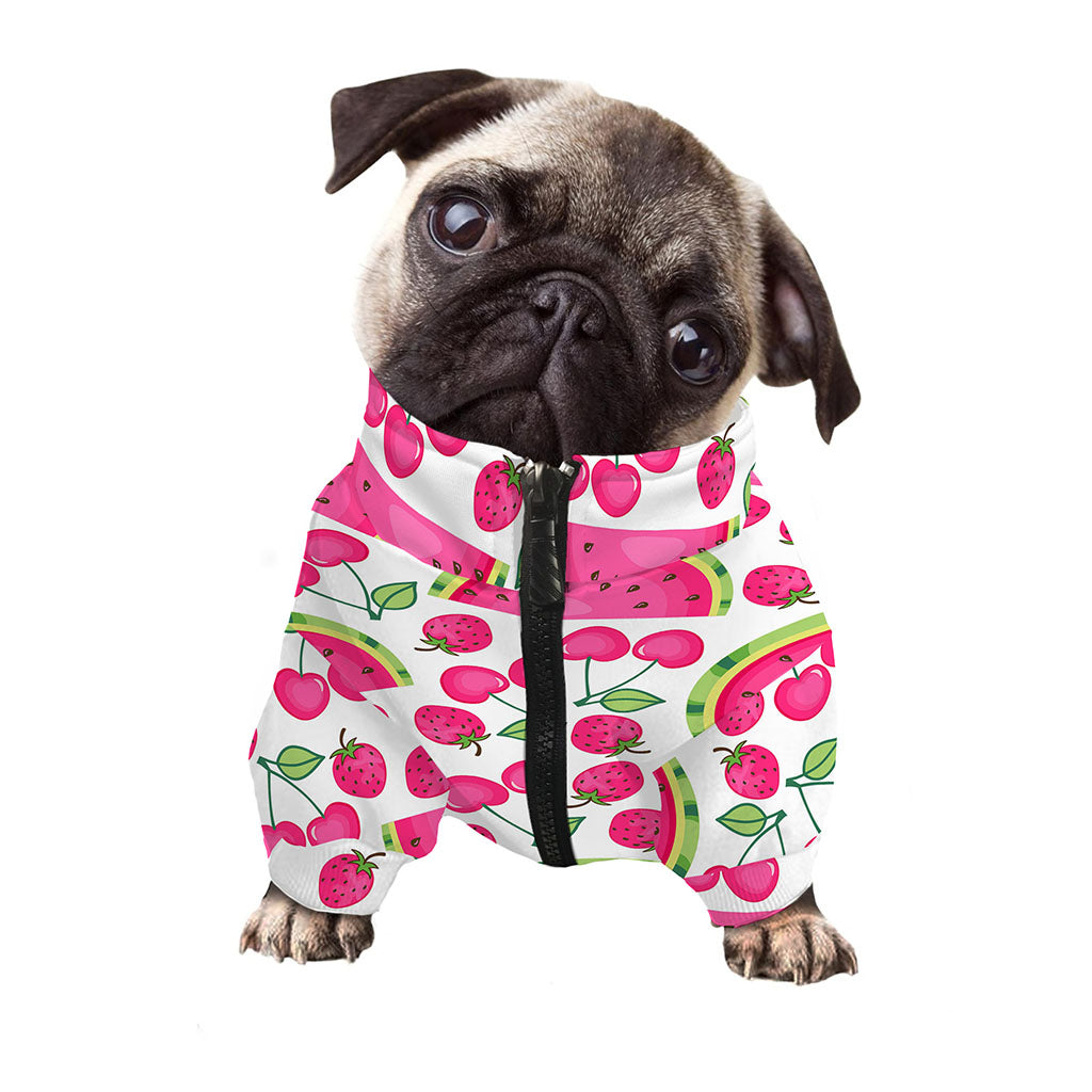 Cute Berry Watermelon Pattern Print Dog Zip Up Jacket