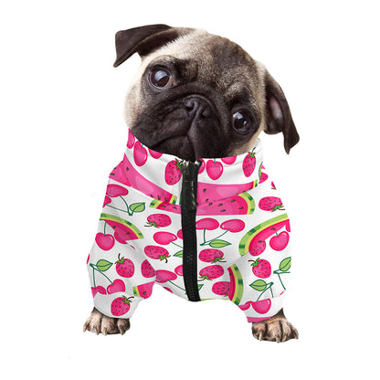 Cute Berry Watermelon Pattern Print Dog Zip Up Jacket