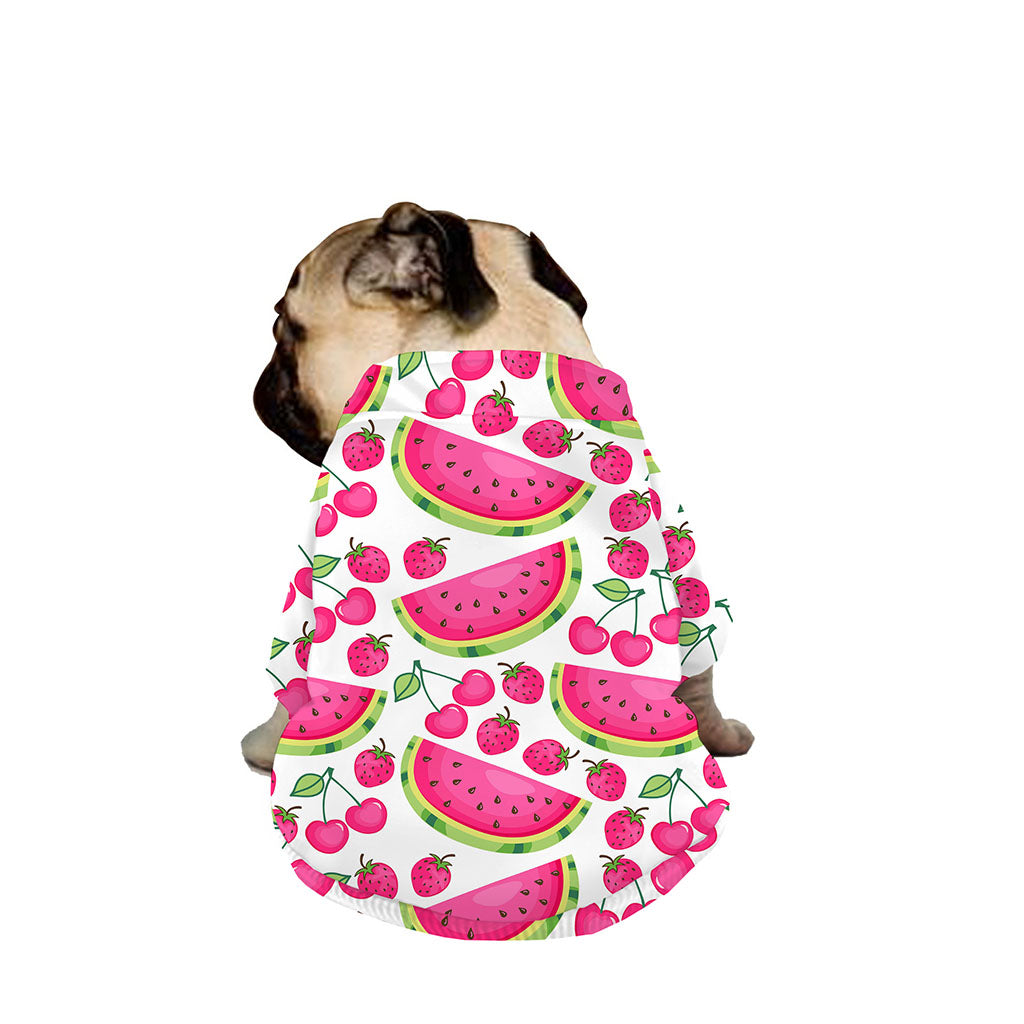 Cute Berry Watermelon Pattern Print Dog Zip Up Jacket