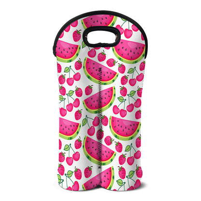 Cute Berry Watermelon Pattern Print Double Neoprene Wine Tote