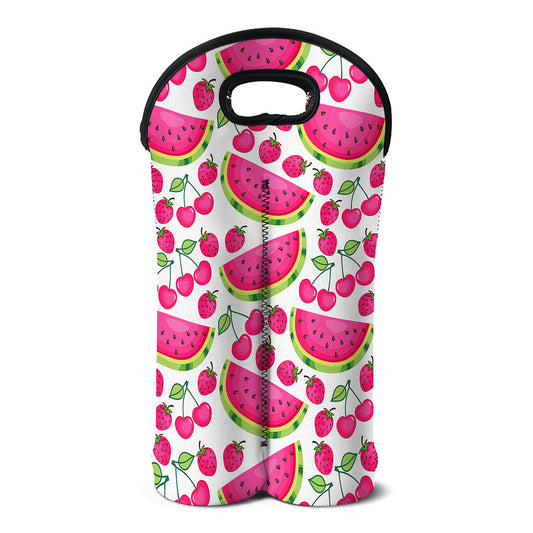 Cute Berry Watermelon Pattern Print Double Neoprene Wine Tote