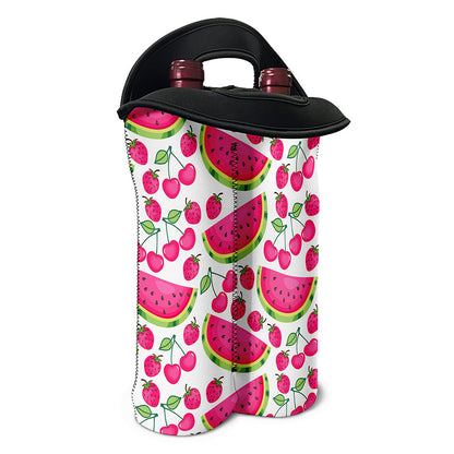 Cute Berry Watermelon Pattern Print Double Neoprene Wine Tote