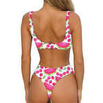Cute Berry Watermelon Pattern Print Front Bow Tie Bikini