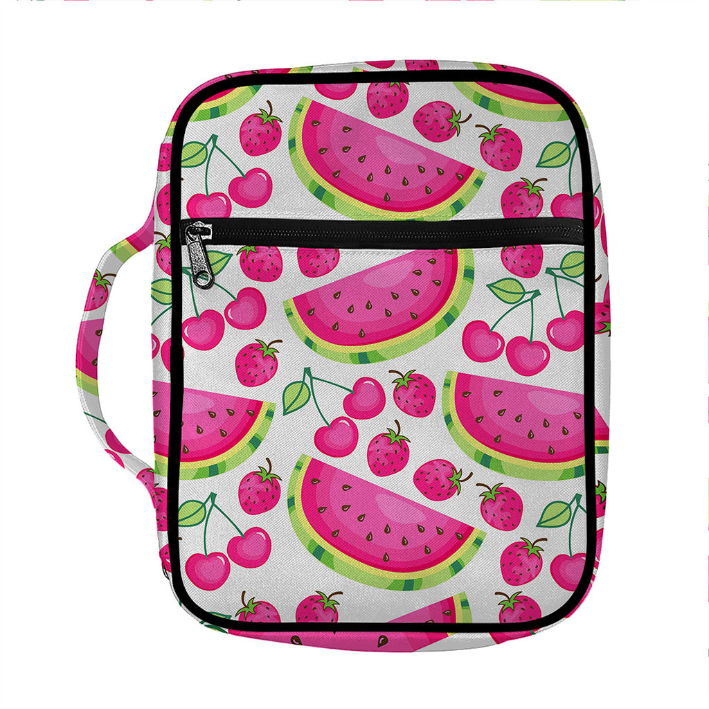 Cute Berry Watermelon Pattern Print Front Pocket Bible Bag