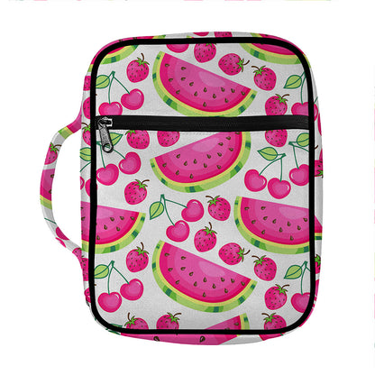 Cute Berry Watermelon Pattern Print Front Pocket Bible Bag