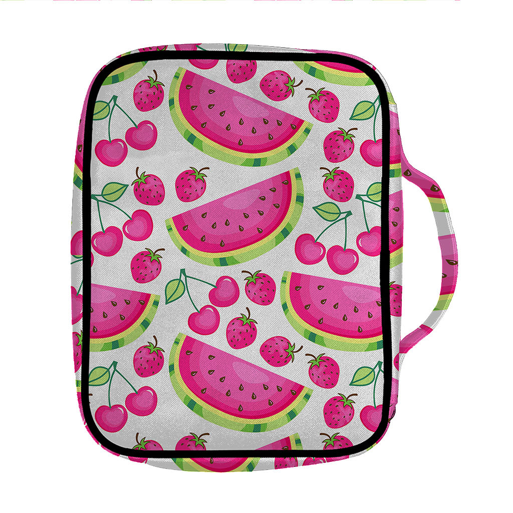 Cute Berry Watermelon Pattern Print Front Pocket Bible Bag