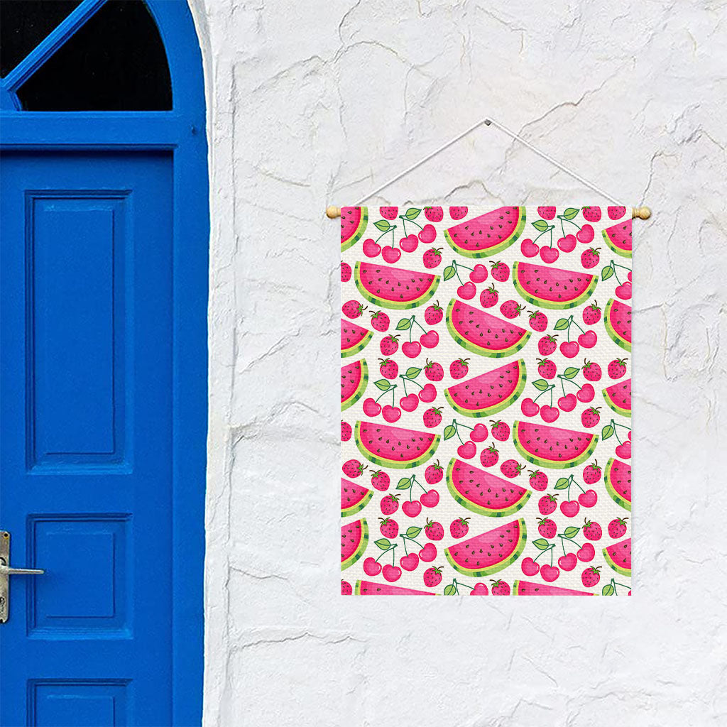 Cute Berry Watermelon Pattern Print Garden Flag