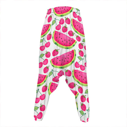 Cute Berry Watermelon Pattern Print Hammer Pants