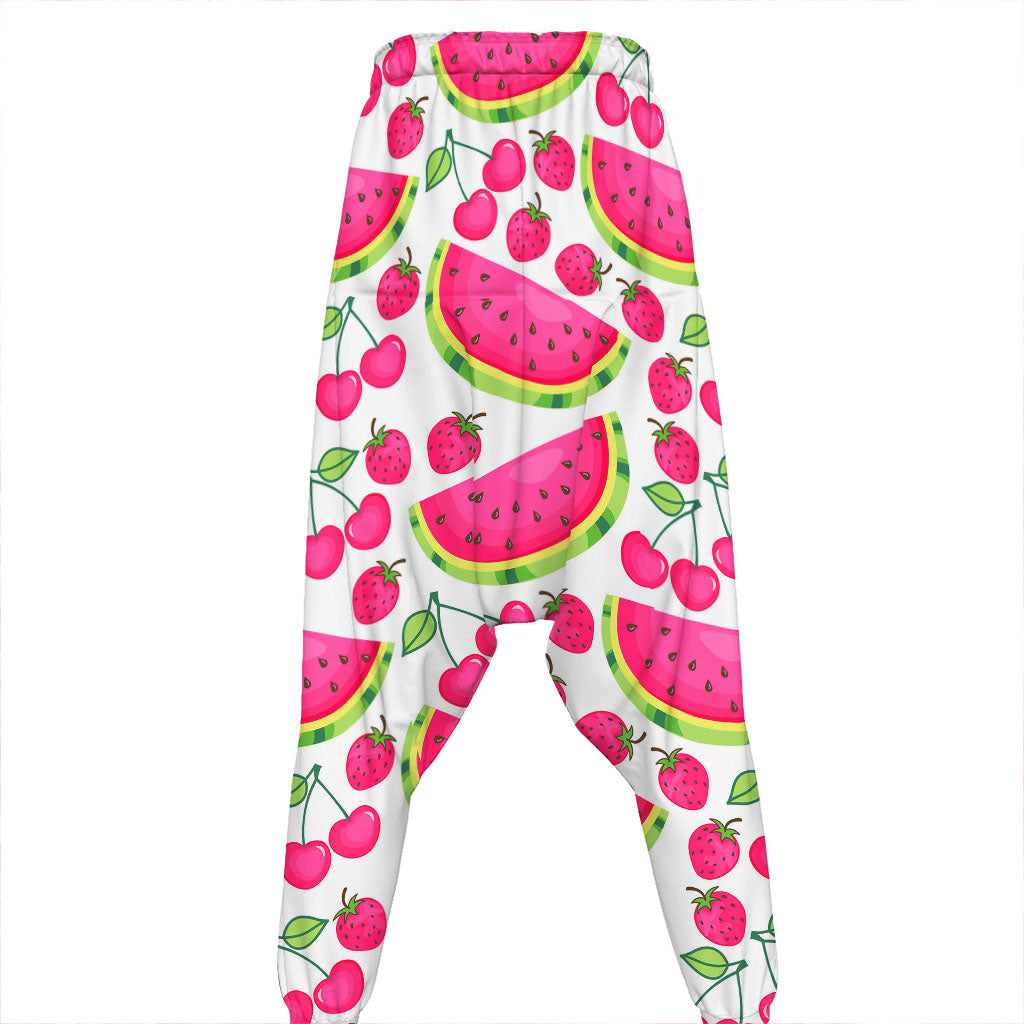 Cute Berry Watermelon Pattern Print Hammer Pants