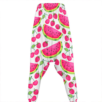 Cute Berry Watermelon Pattern Print Hammer Pants