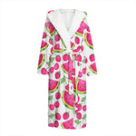 Cute Berry Watermelon Pattern Print Hooded Bathrobe