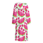 Cute Berry Watermelon Pattern Print Hooded Bathrobe