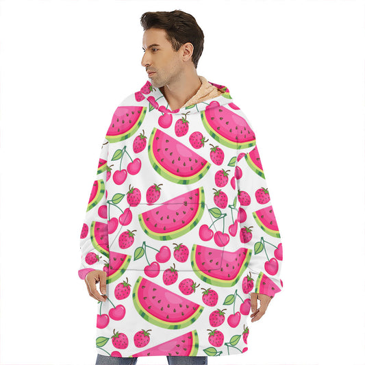 Cute Berry Watermelon Pattern Print Hoodie Blanket