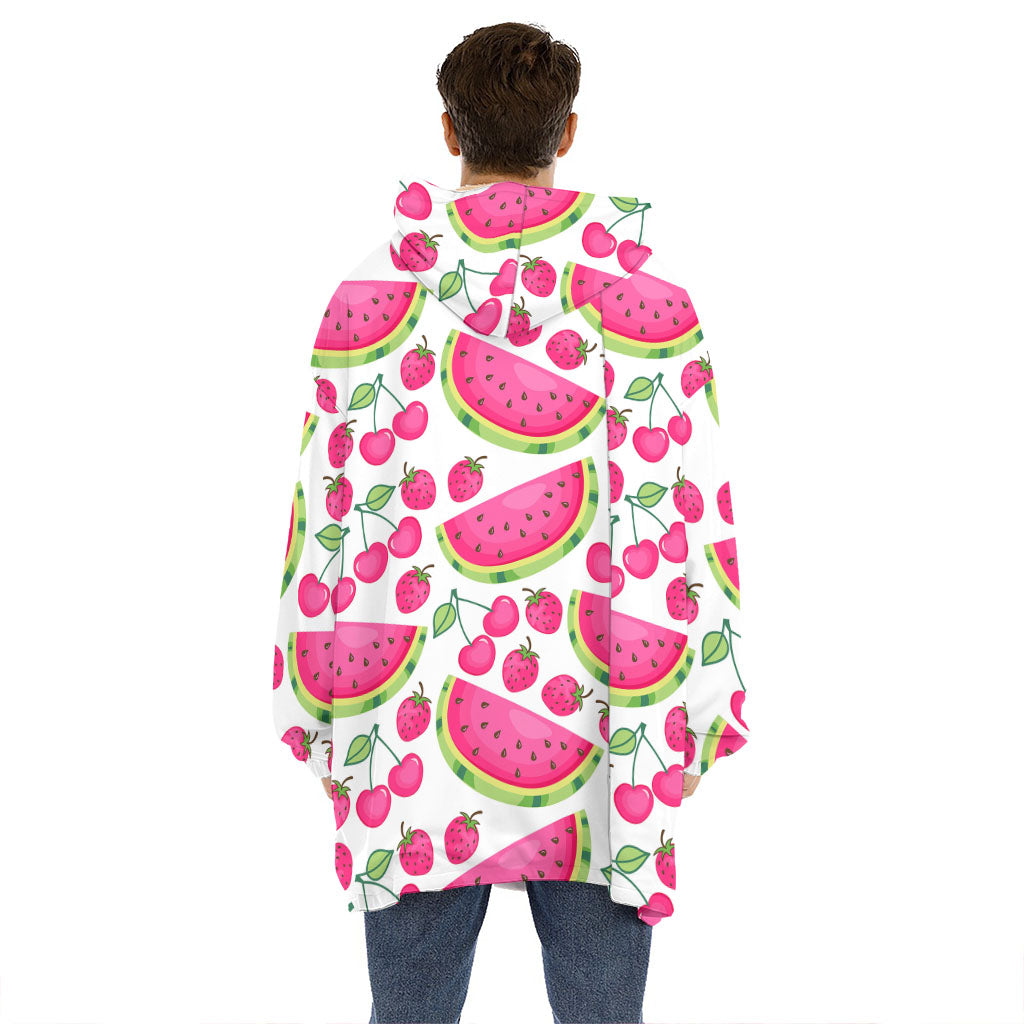Cute Berry Watermelon Pattern Print Hoodie Blanket