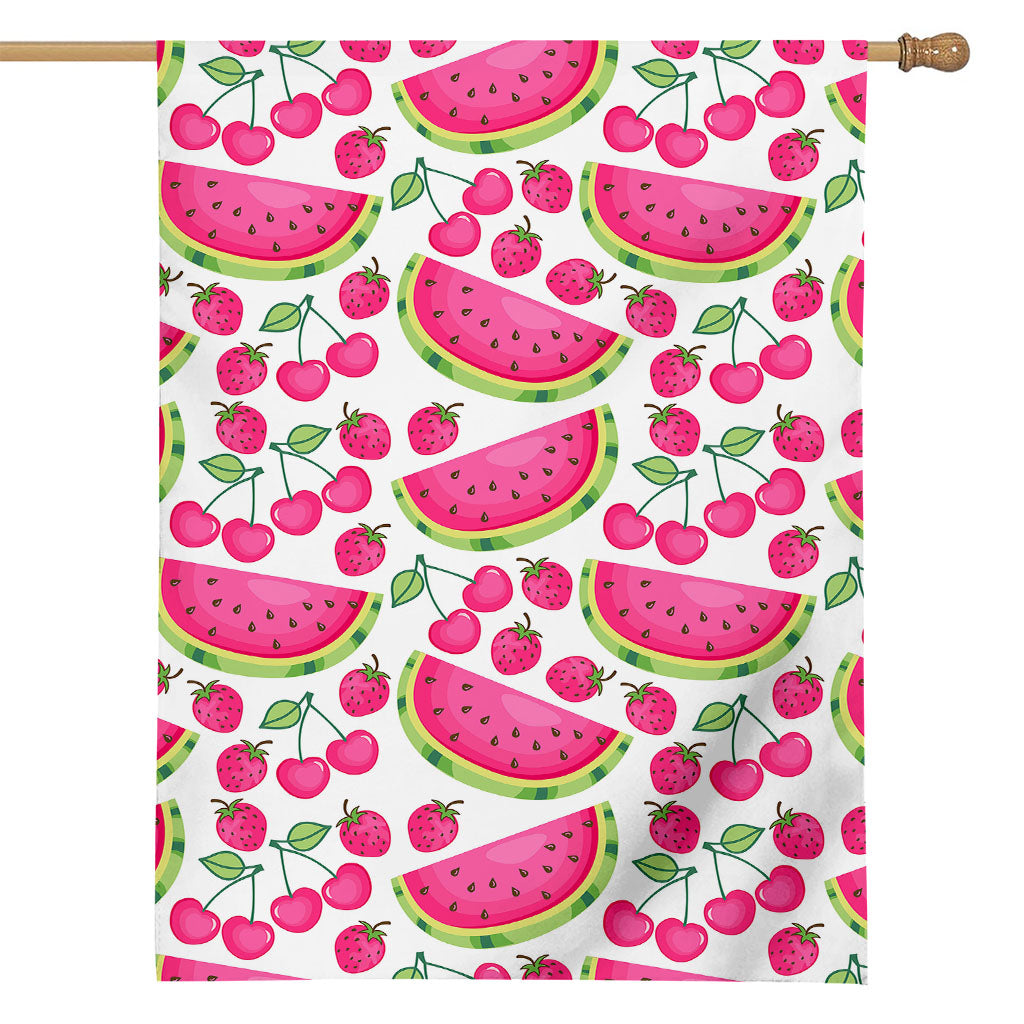 Cute Berry Watermelon Pattern Print House Flag