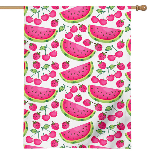 Cute Berry Watermelon Pattern Print House Flag