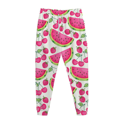 Cute Berry Watermelon Pattern Print Jogger Pants