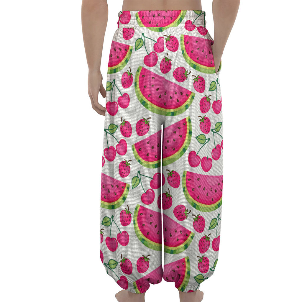 Cute Berry Watermelon Pattern Print Lantern Pants