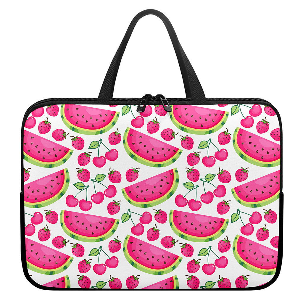 Cute Berry Watermelon Pattern Print Laptop Sleeve With Handle