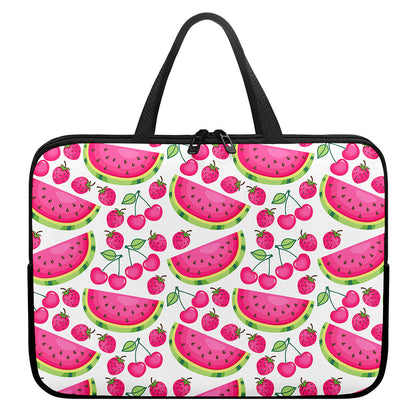 Cute Berry Watermelon Pattern Print Laptop Sleeve With Handle