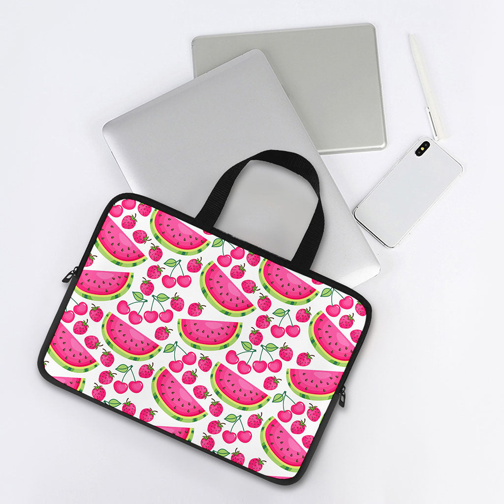 Cute Berry Watermelon Pattern Print Laptop Sleeve With Handle