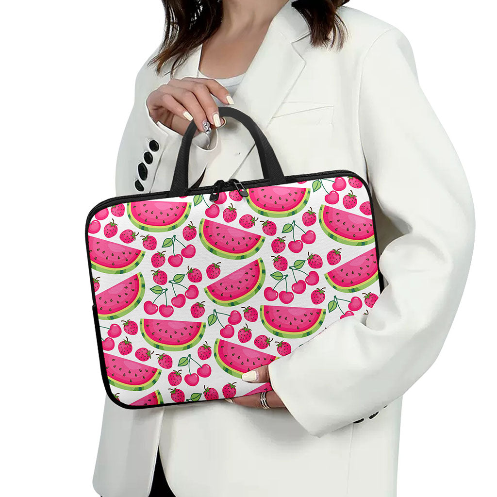 Cute Berry Watermelon Pattern Print Laptop Sleeve With Handle