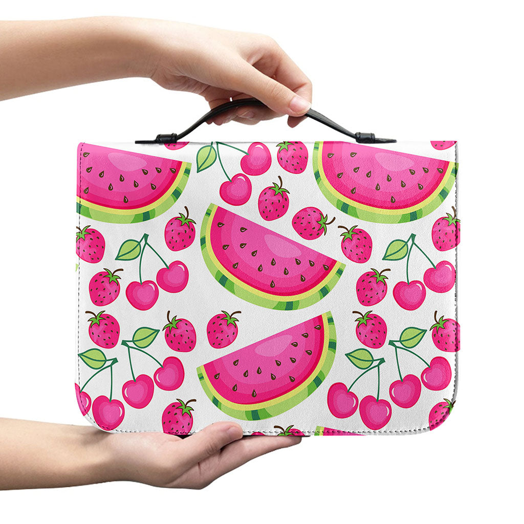 Cute Berry Watermelon Pattern Print Leather Bible Cover