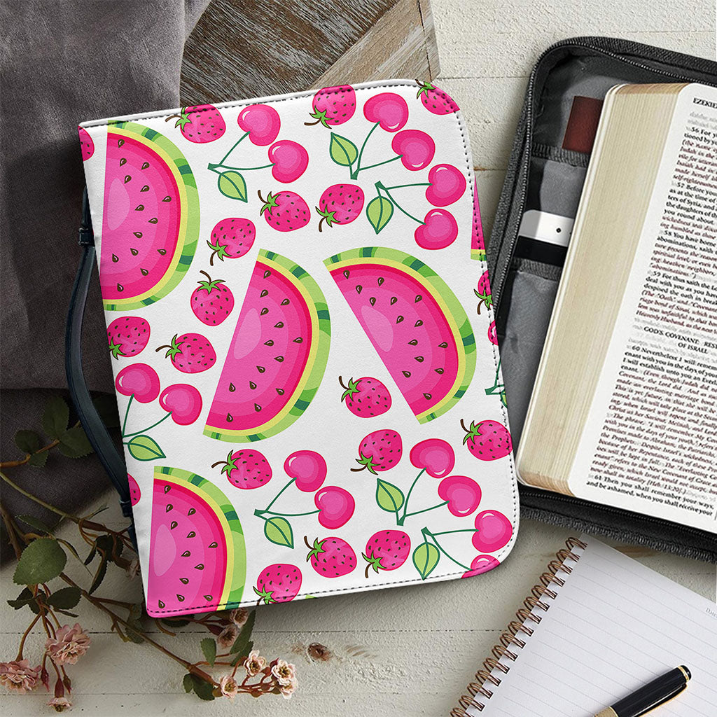 Cute Berry Watermelon Pattern Print Leather Bible Cover