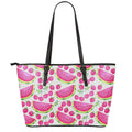 Cute Berry Watermelon Pattern Print Leather Tote Bag With Zipper