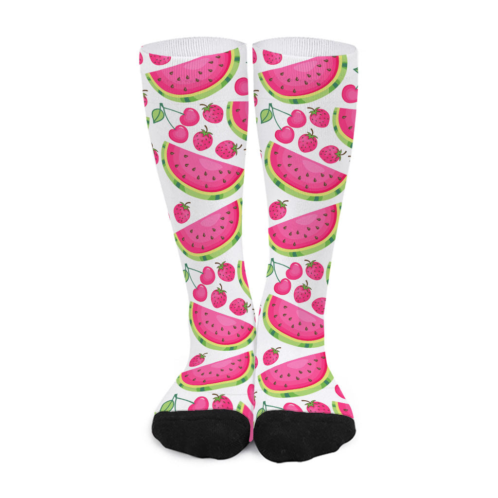 Cute Berry Watermelon Pattern Print Long Socks