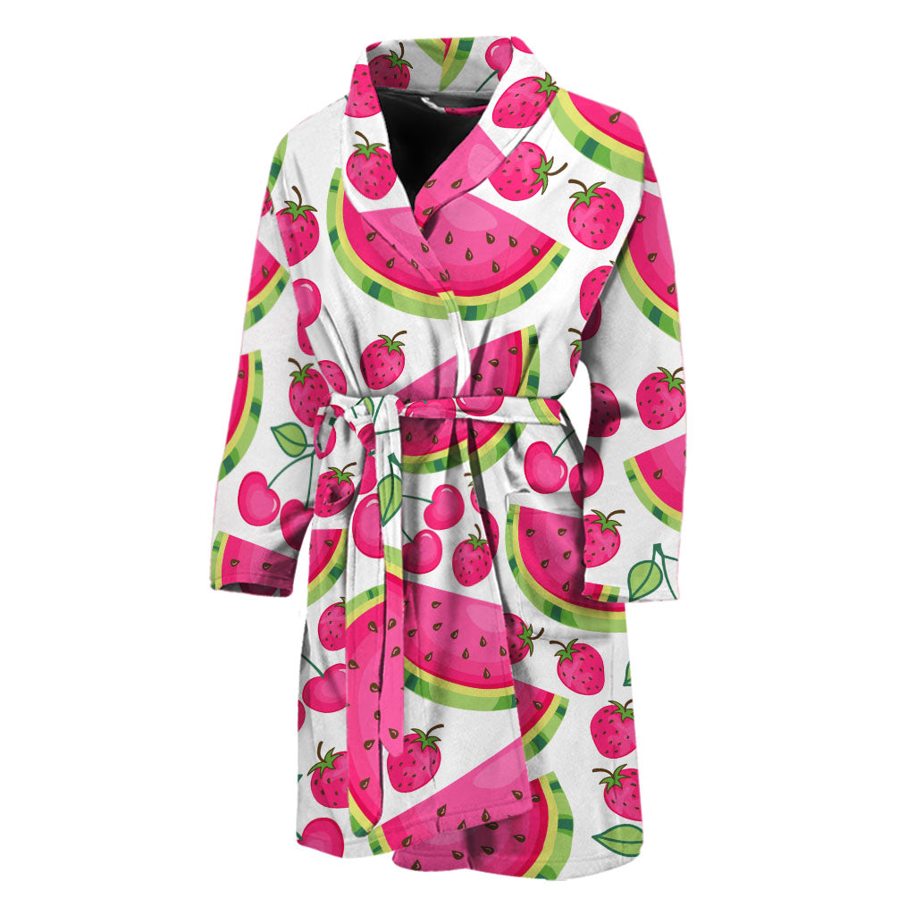 Cute Berry Watermelon Pattern Print Men's Bathrobe