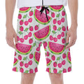 Cute Berry Watermelon Pattern Print Men's Beach Shorts