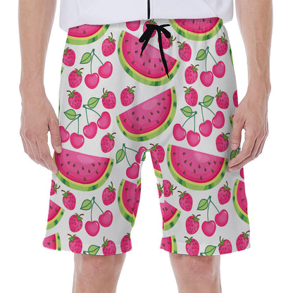 Cute Berry Watermelon Pattern Print Men's Beach Shorts