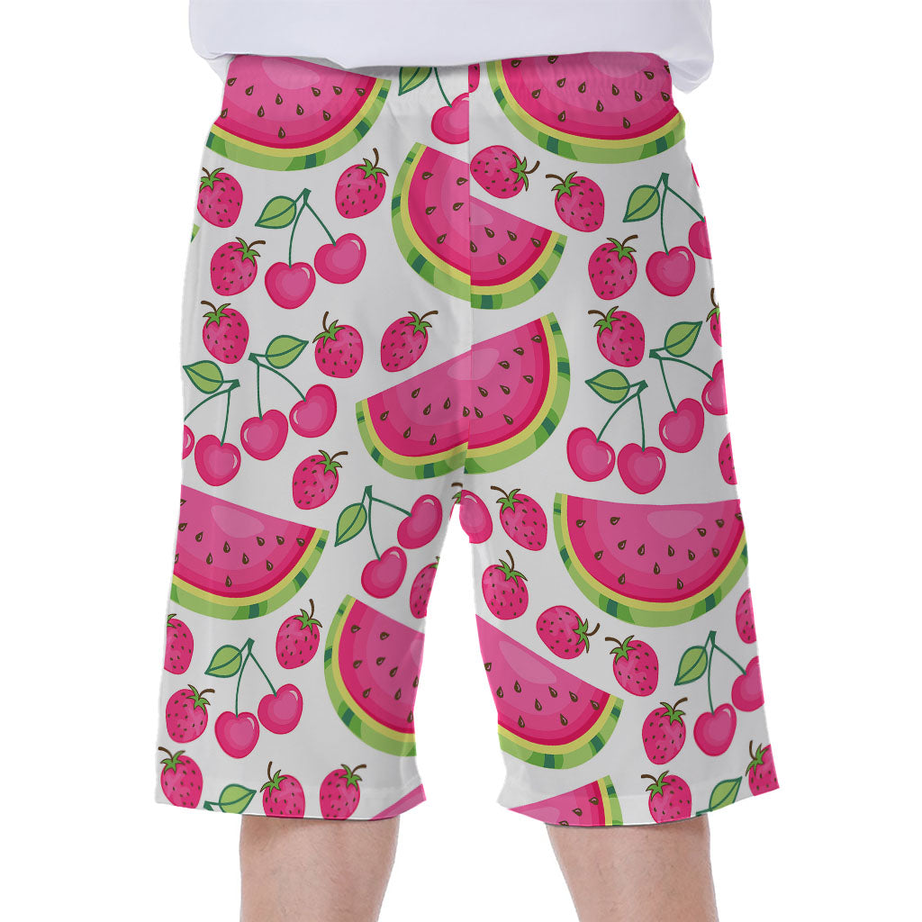 Cute Berry Watermelon Pattern Print Men's Beach Shorts