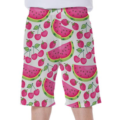 Cute Berry Watermelon Pattern Print Men's Beach Shorts