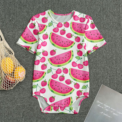 Cute Berry Watermelon Pattern Print Men's Bodysuit