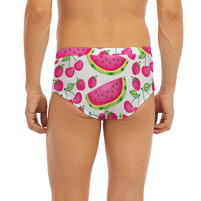 Cute Berry Watermelon Pattern Print Men's Briefs
