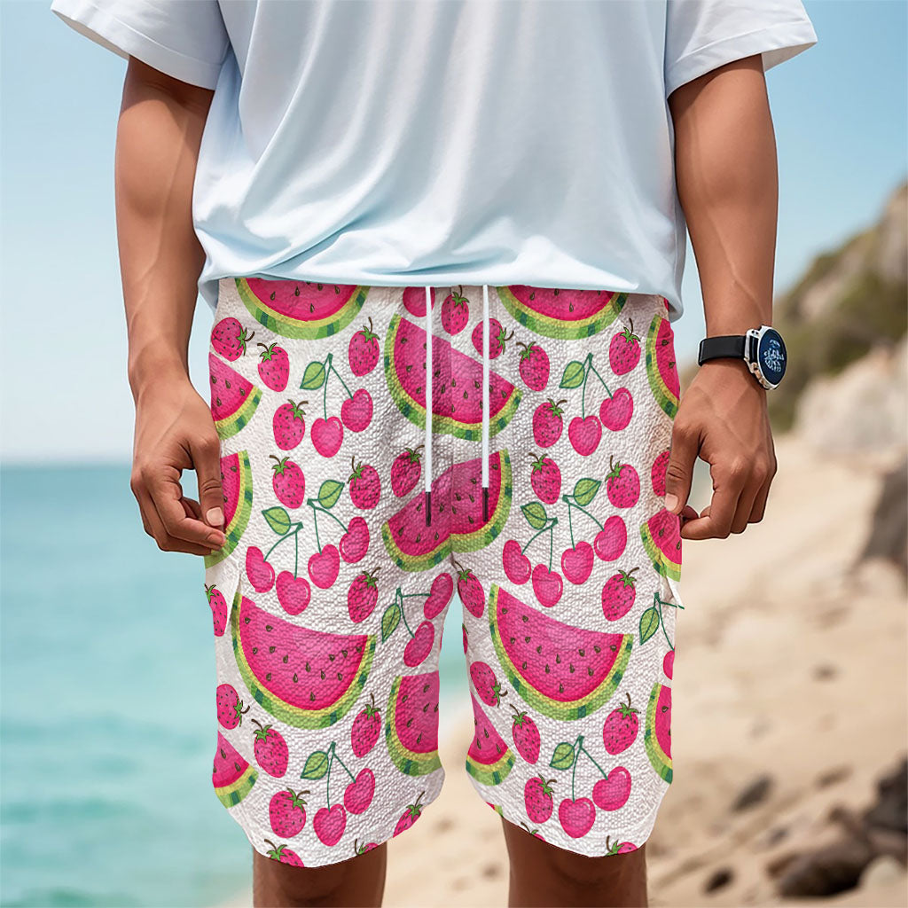 Cute Berry Watermelon Pattern Print Men's Cargo Shorts