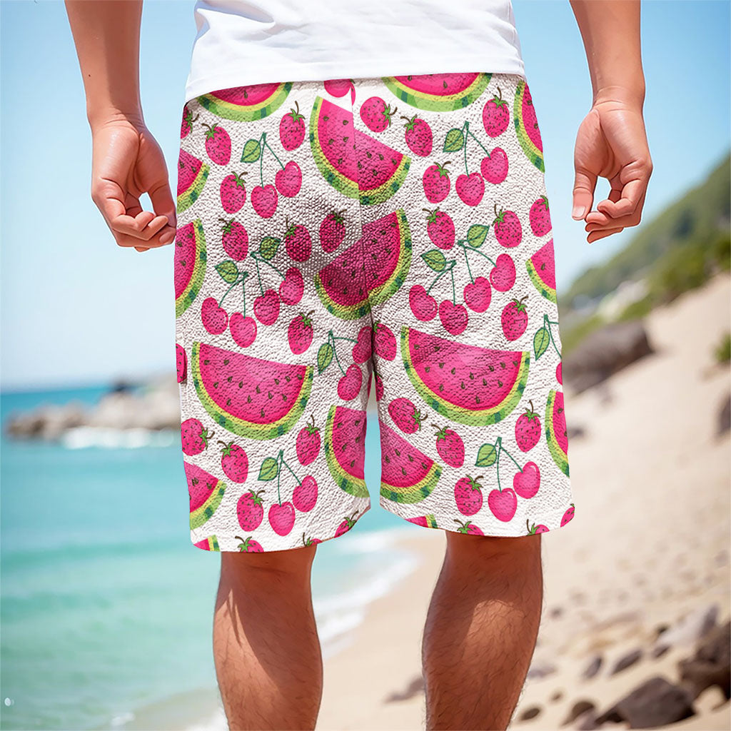 Cute Berry Watermelon Pattern Print Men's Cargo Shorts