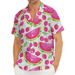 Cute Berry Watermelon Pattern Print Men's Deep V-Neck Shirt