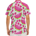 Cute Berry Watermelon Pattern Print Men's Deep V-Neck Shirt