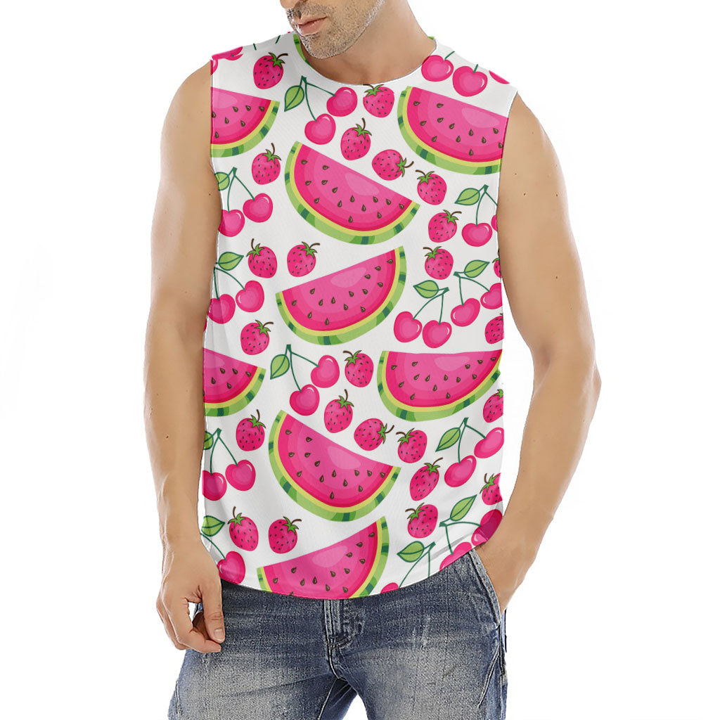 Cute Berry Watermelon Pattern Print Men's Fitness Tank Top