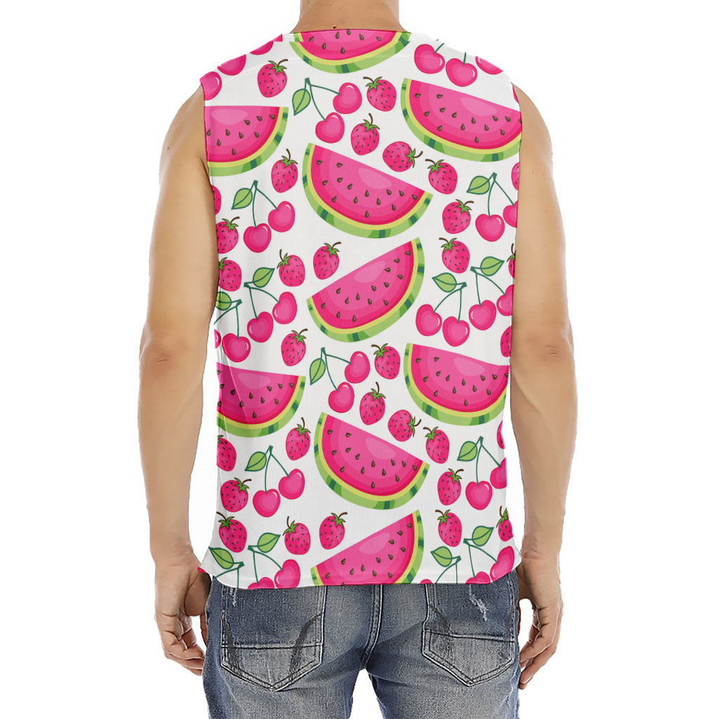 Cute Berry Watermelon Pattern Print Men's Fitness Tank Top