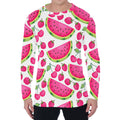 Cute Berry Watermelon Pattern Print Men's Long Sleeve T-Shirt